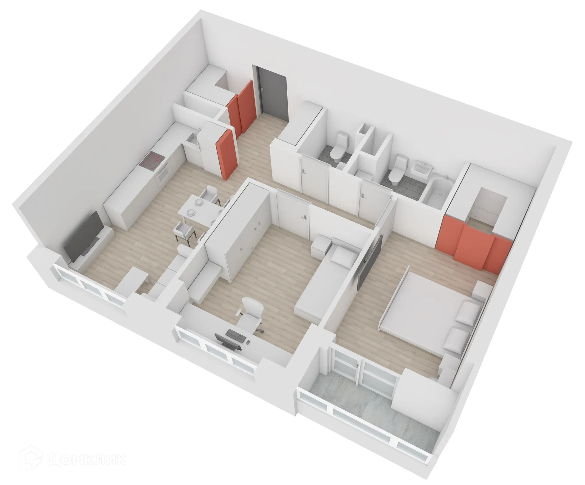 Планировка 2-комнатной квартиры 63.1 м² в ЖК Джаз, г. Воронеж — фото 70