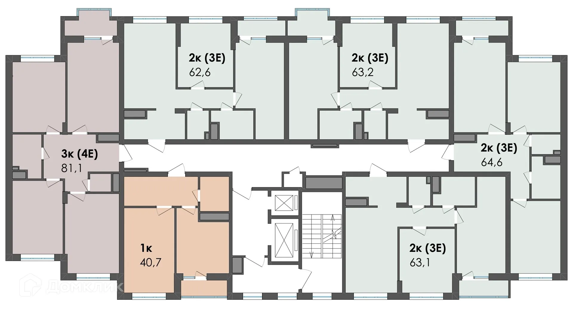 Планировка 2-комнатной квартиры 63.1 м² в ЖК Джаз, г. Воронеж — фото 72