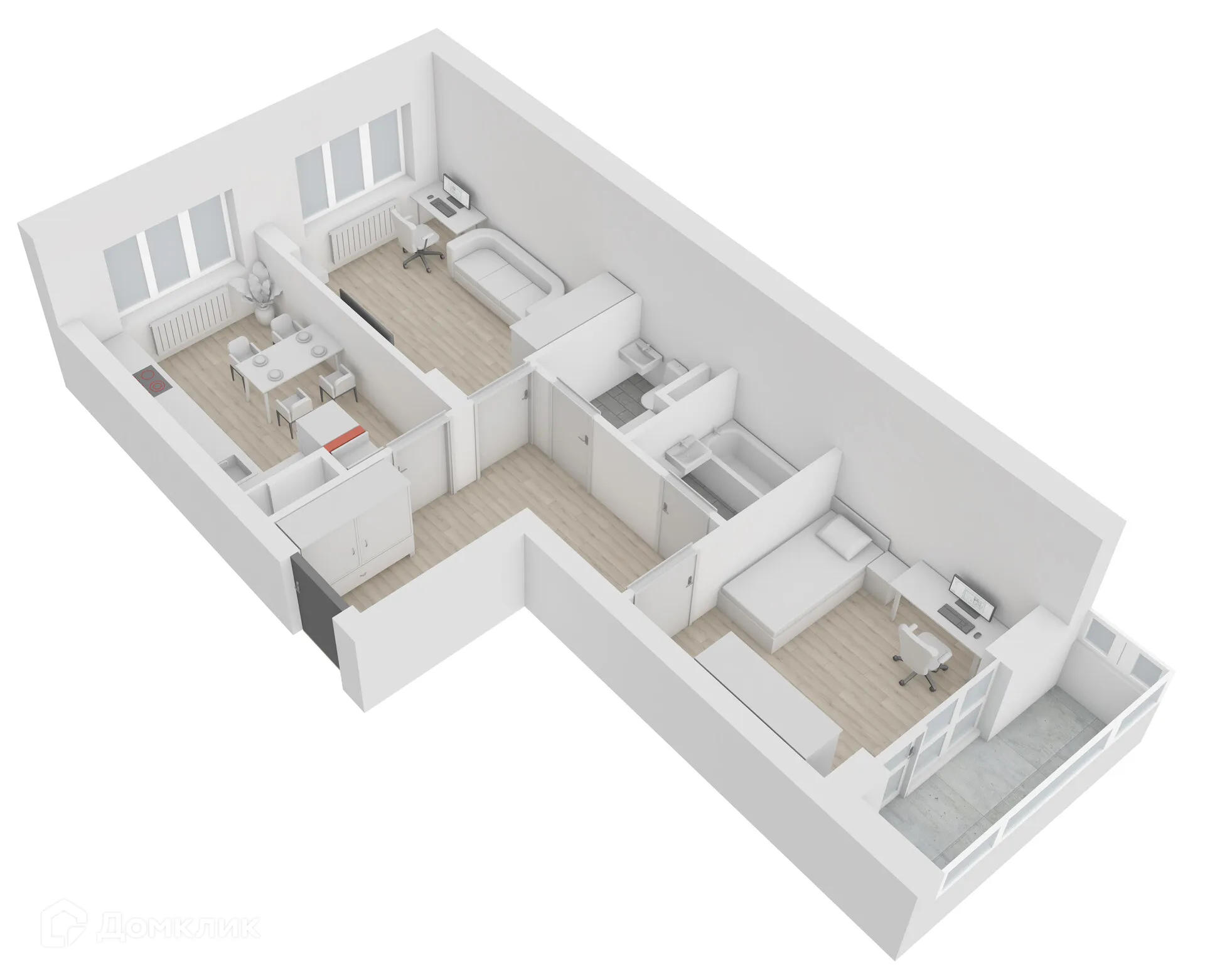 Планировка 2-комнатной квартиры 58.6 м² в ЖК Джаз, г. Воронеж — фото 70