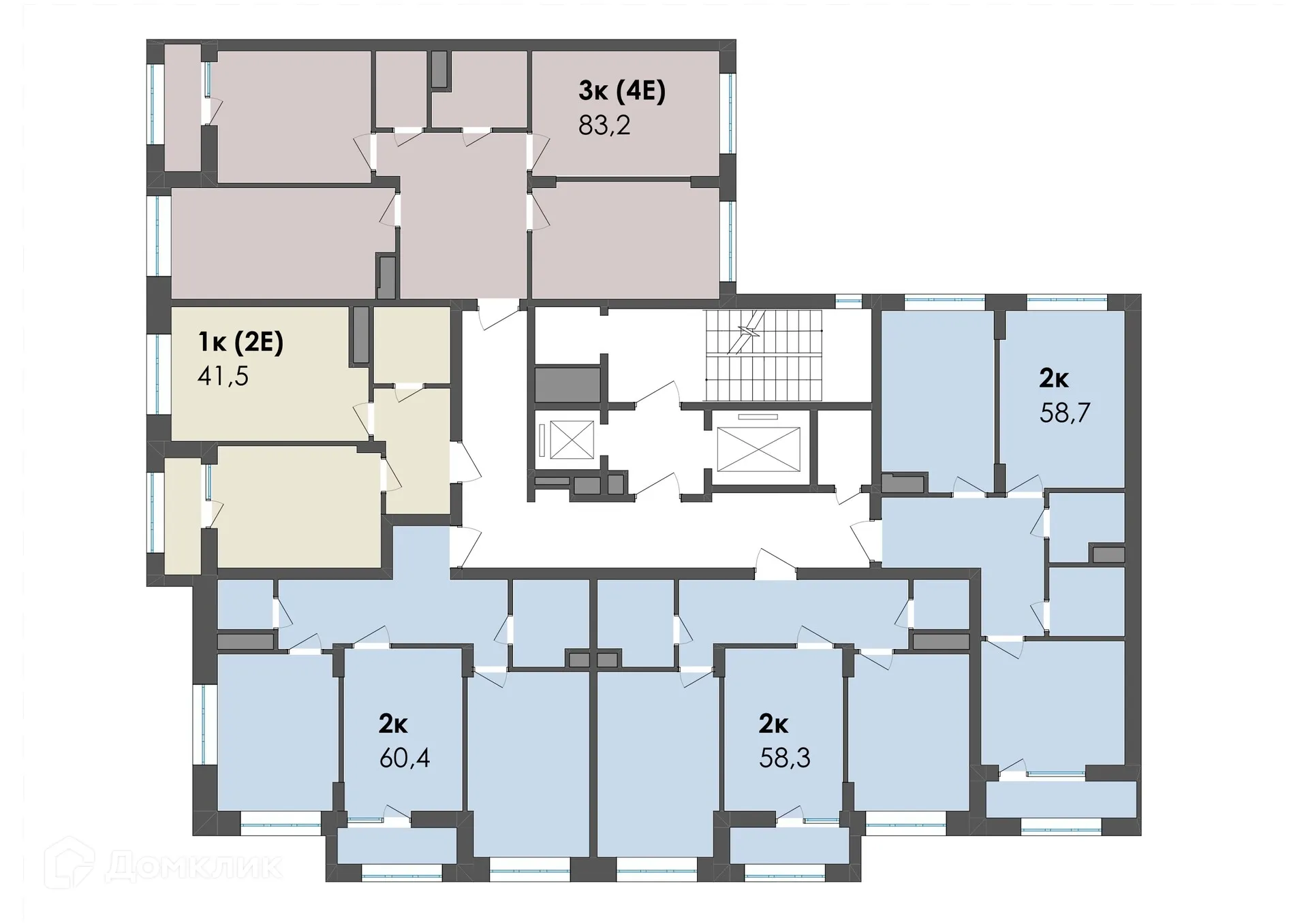 Планировка 2-комнатной квартиры 58.7 м² в ЖК Джаз, г. Воронеж — фото 8
