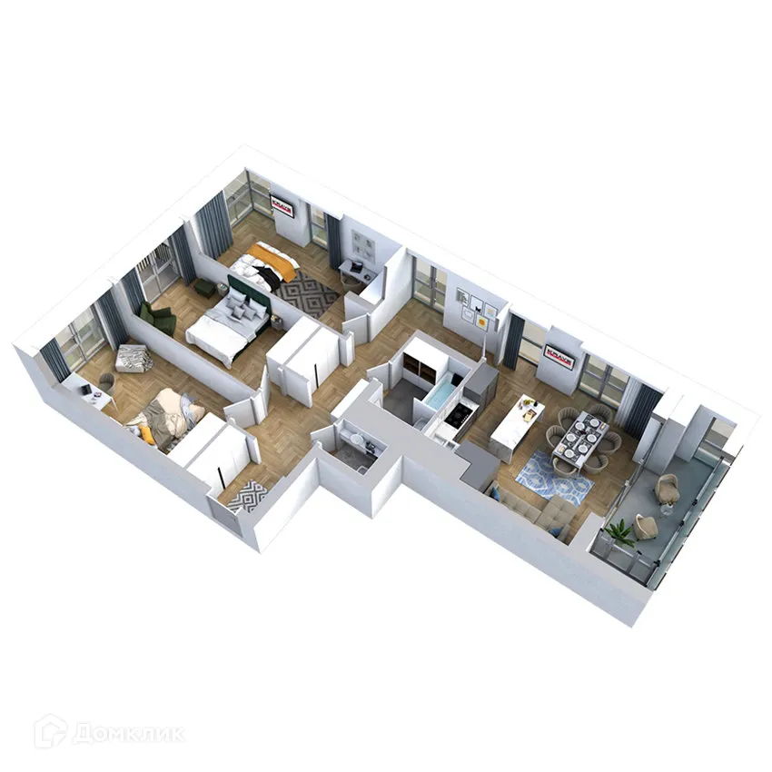 Планировка 4-комнатной квартиры 113.6 м² в ЖК Клубный дом "905", г. Улан-Удэ — фото 5