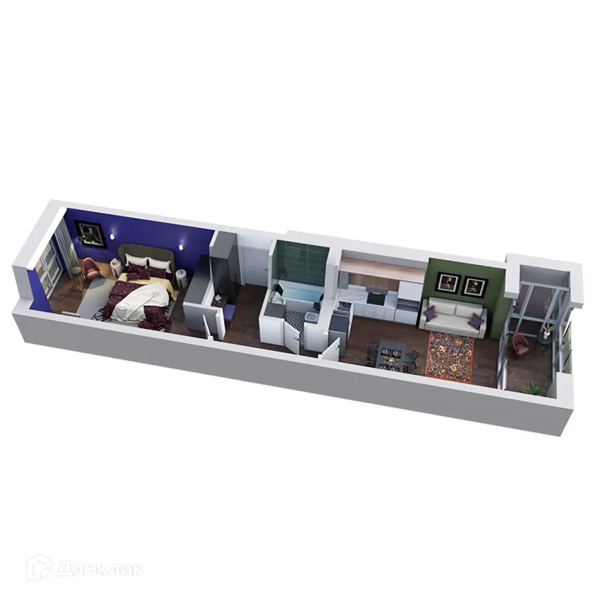 Планировка 2-комнатной квартиры 56.27 м² в ЖК Клубный дом "905", г. Улан-Удэ — фото 5