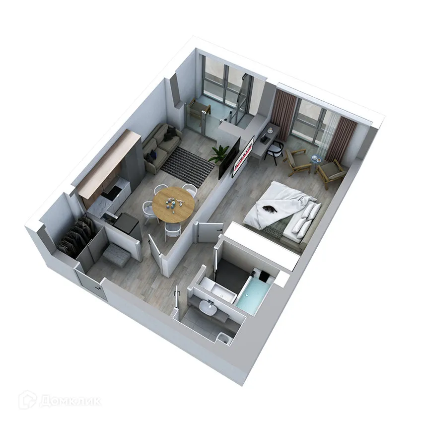 Планировка 2-комнатной квартиры 57.16 м² в ЖК Клубный дом "905", г. Улан-Удэ — фото 5