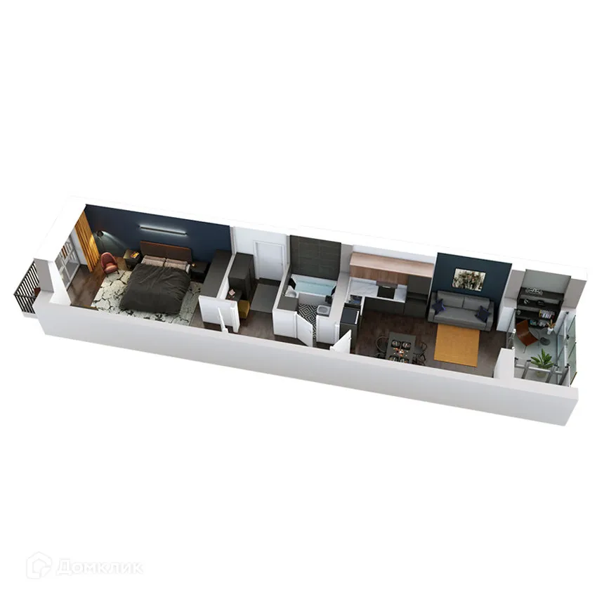 Планировка 2-комнатной квартиры 56.46 м² в ЖК Клубный дом "905", г. Улан-Удэ — фото 5