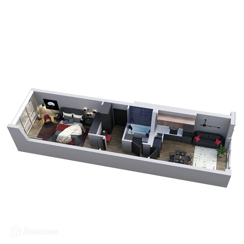 Планировка 2-комнатной квартиры 53.69 м² в ЖК Клубный дом "905", г. Улан-Удэ — фото 5