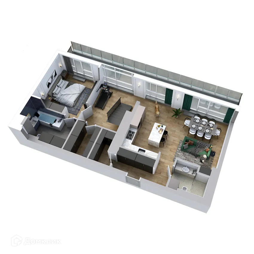 Планировка 4-комнатной квартиры 168.9 м² в ЖК Клубный дом "905", г. Улан-Удэ — фото 7