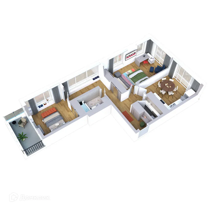 Планировка 2-комнатной квартиры 84.95 м² в ЖК Клубный дом "905", г. Улан-Удэ — фото 5