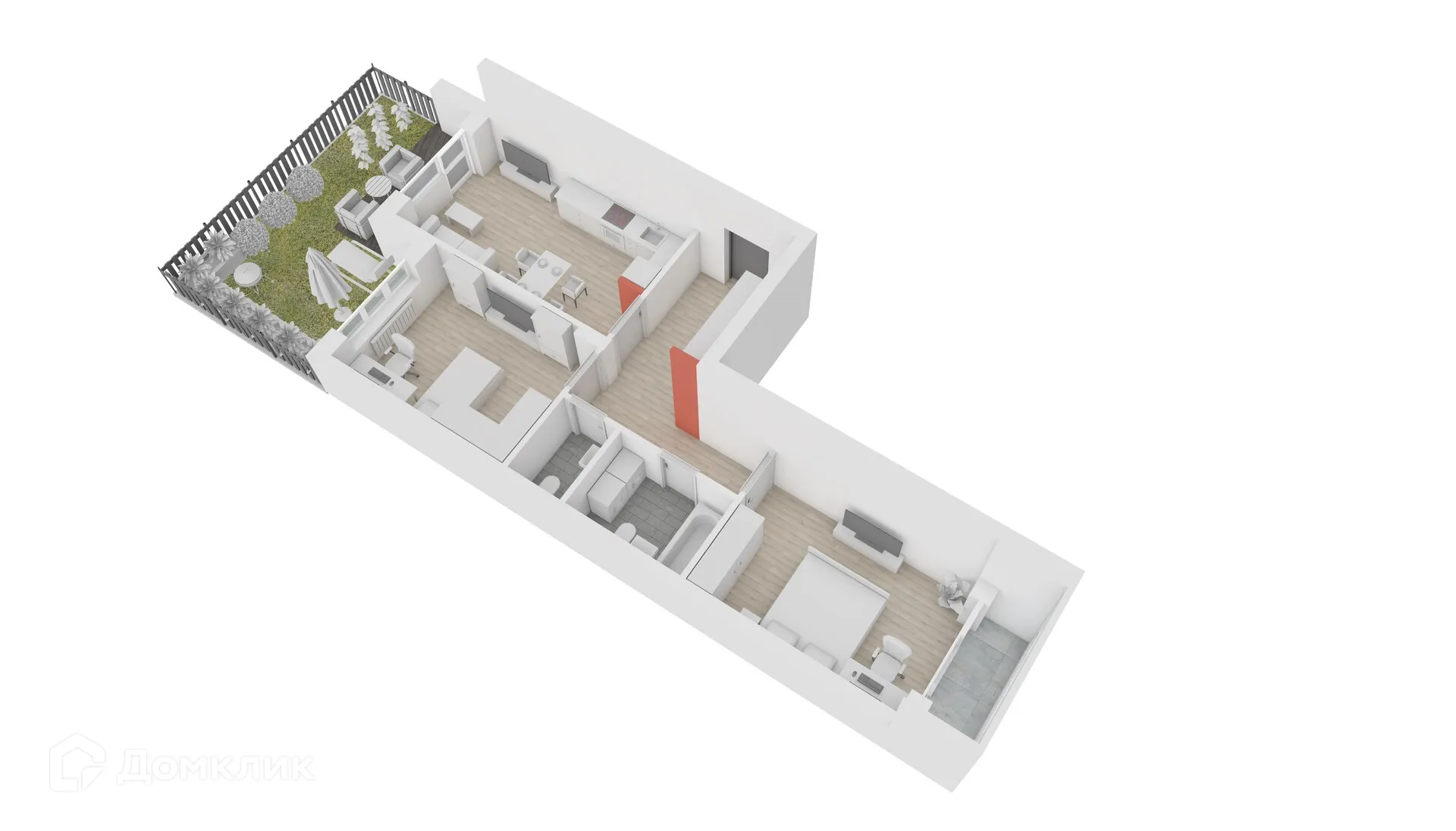 Планировка 2-комнатной квартиры 74.2 м² в ЖК Джаз, г. Воронеж — фото 6