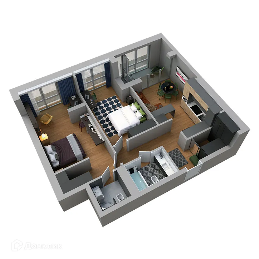 Планировка 2-комнатной квартиры 82.58 м² в ЖК Клубный дом "905", г. Улан-Удэ — фото 5