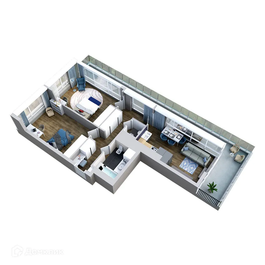 Планировка 3-комнатной квартиры 94.42 м² в ЖК Клубный дом "905", г. Улан-Удэ — фото 5