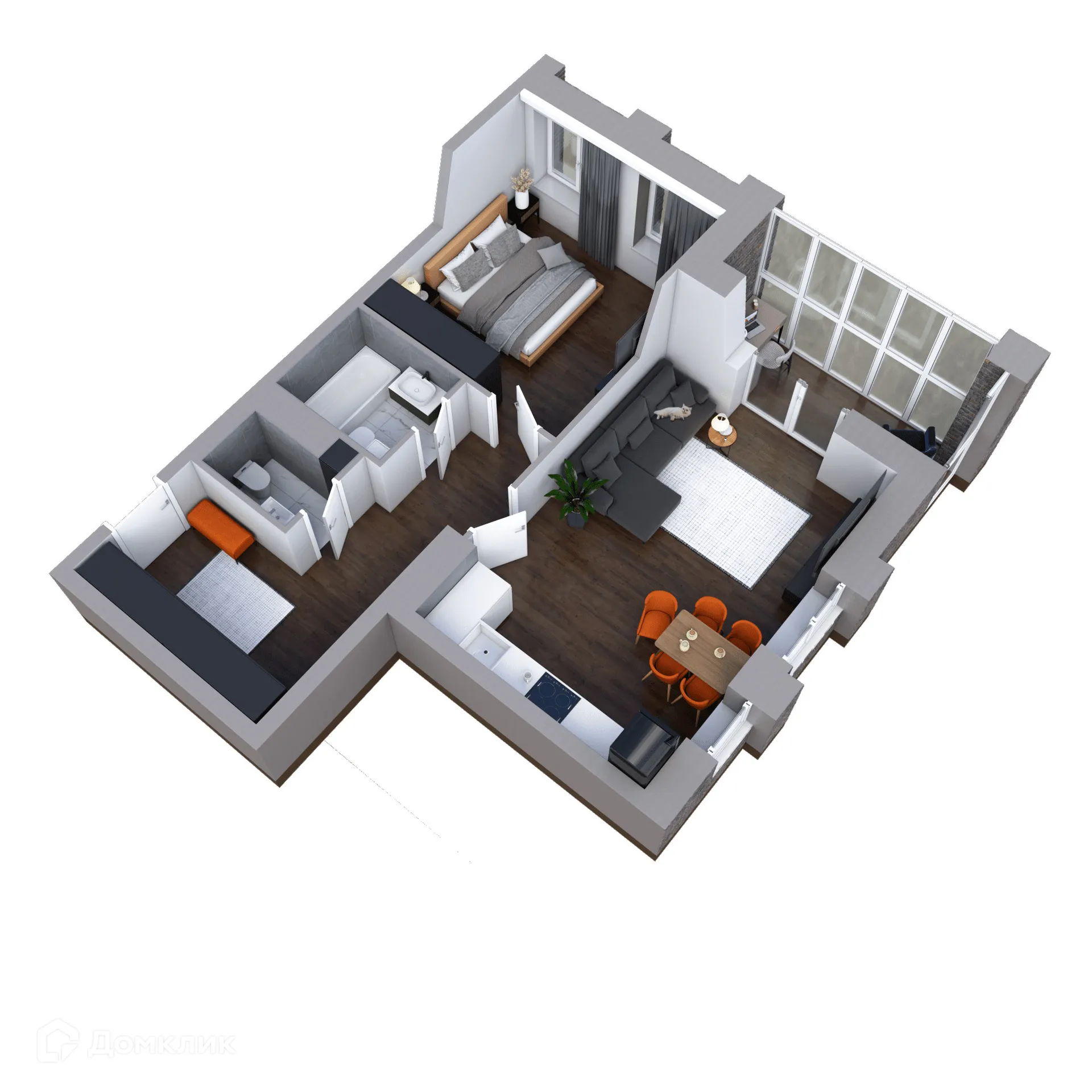 Планировка 2-комнатной квартиры 59.17 м² в ЖК Галилей, г. Воронеж — фото 5