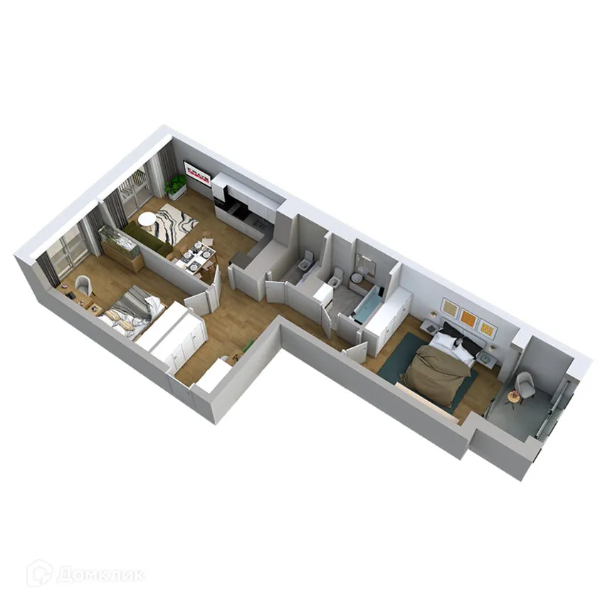 Планировка 3-комнатной квартиры 82.06 м² в ЖК Клубный дом "905", г. Улан-Удэ — фото 5