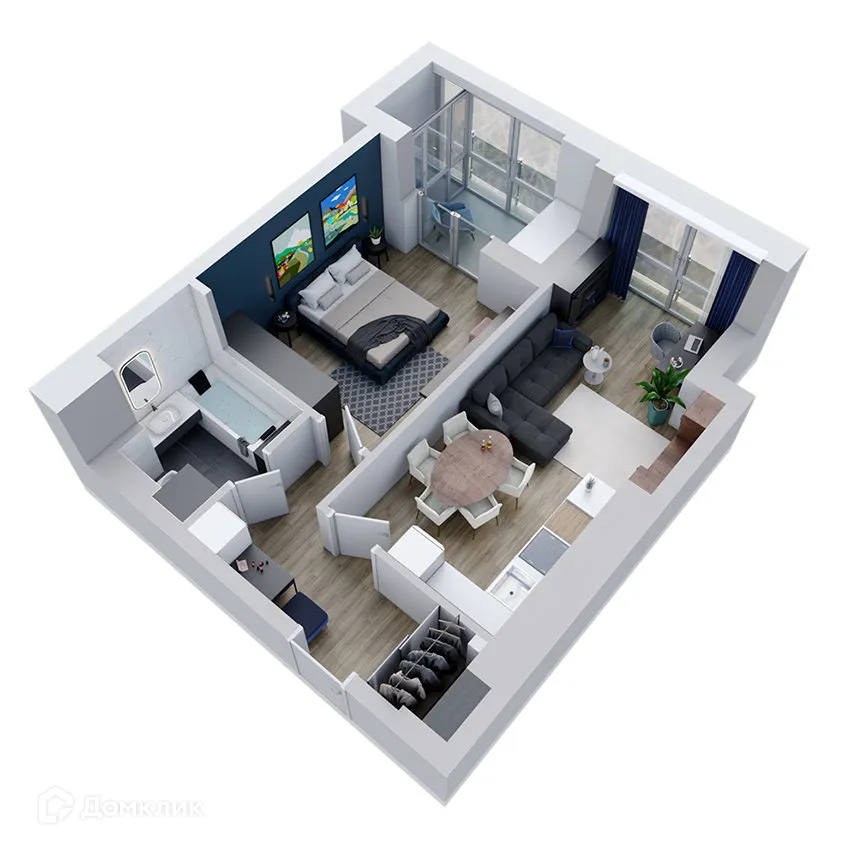 Планировка 2-комнатной квартиры 56.21 м² в ЖК Клубный дом "905", г. Улан-Удэ — фото 5