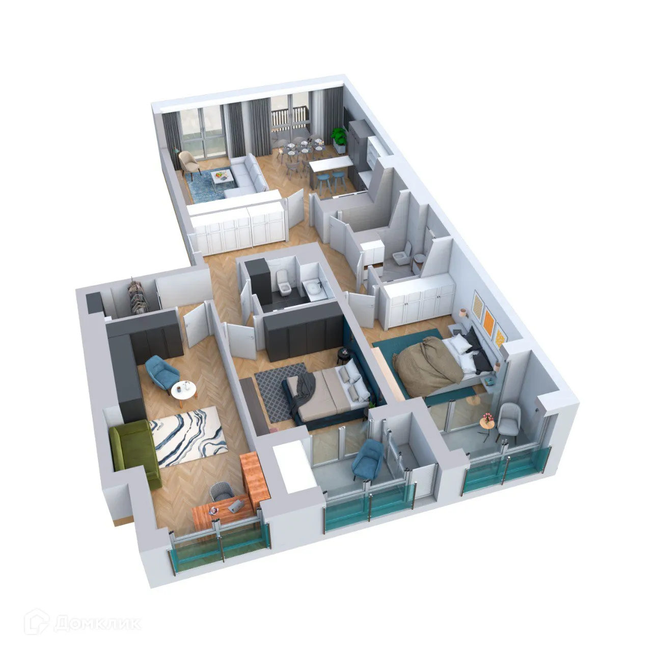 Планировка 4-комнатной квартиры 138.85 м² в ЖК Клубный дом "905", г. Улан-Удэ — фото 5