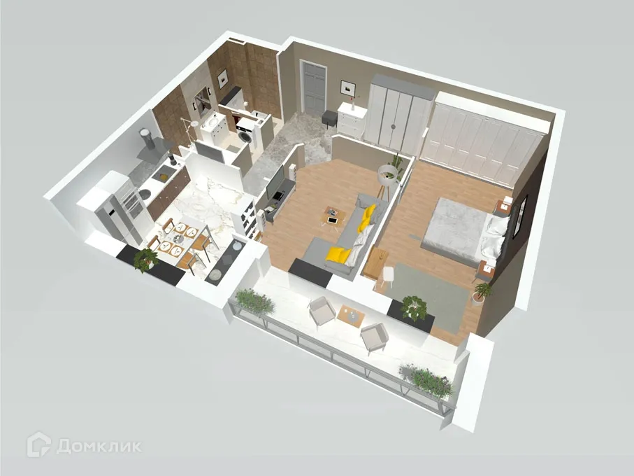 Планировка 2-комнатной квартиры 62.25 м² в ЖК Петровский парк, г. Волгоград — фото 3