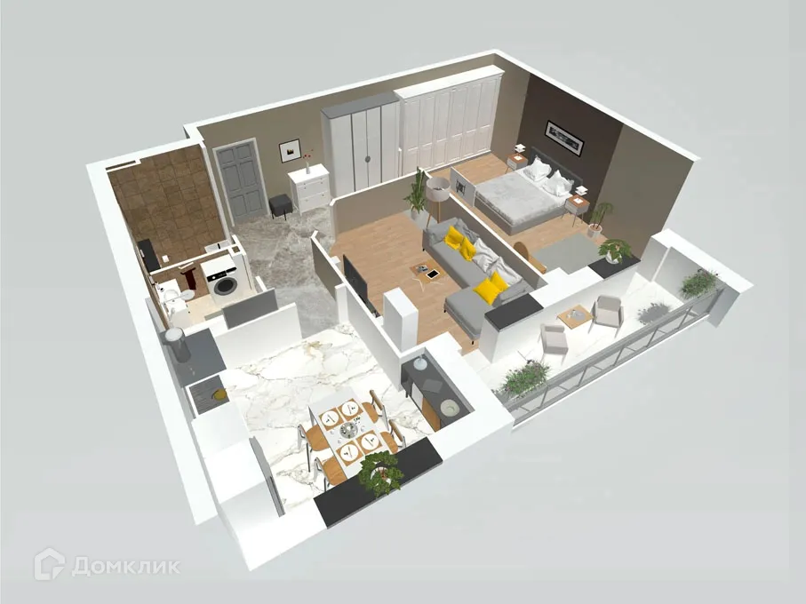 Планировка 2-комнатной квартиры 62.25 м² в ЖК Петровский парк, г. Волгоград — фото 4