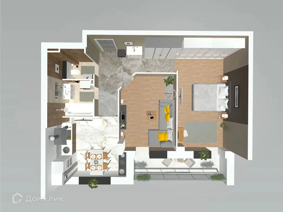 Планировка 2-комнатной квартиры 62.25 м² в ЖК Петровский парк, г. Волгоград — фото 5