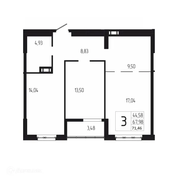 Планировка 3 комн. в ЖК ДУЭТ