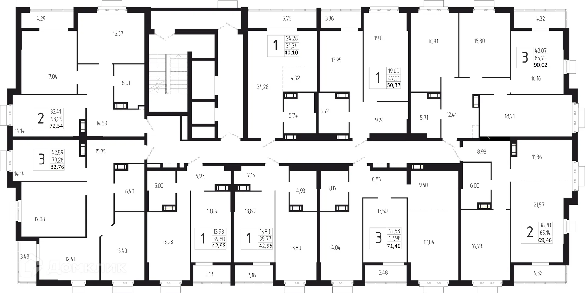 Планировка 3-комнатной квартиры 71.46 м² в ЖК ДУЭТ, г. Волгоград — фото 2