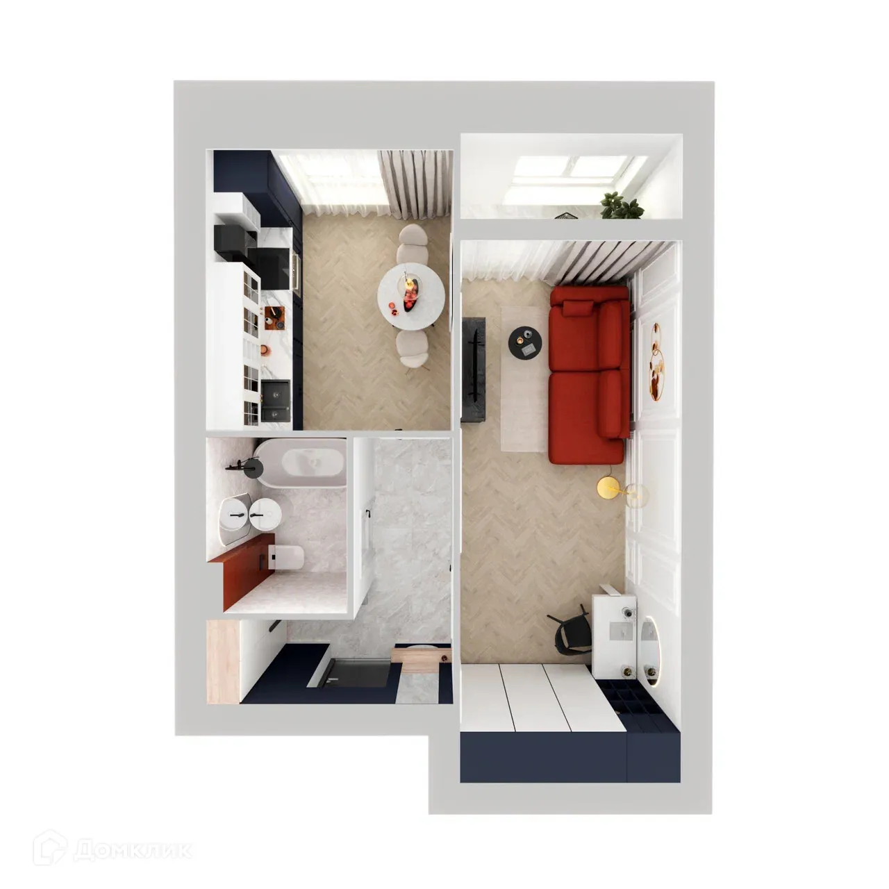 Планировка 1-комнатной квартиры 37.26 м² в ЖК на Атласова, г. Волгоград — фото 2