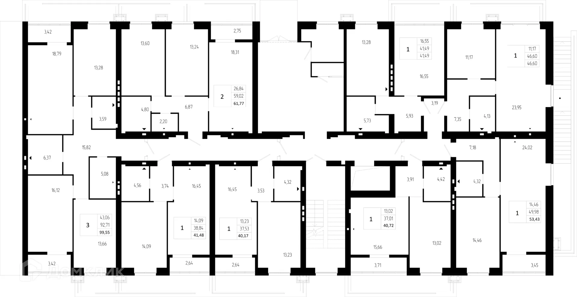 Планировка 1-комнатной квартиры 53.43 м² в ЖК ОНЕГИН, г. Волгоград — фото 3