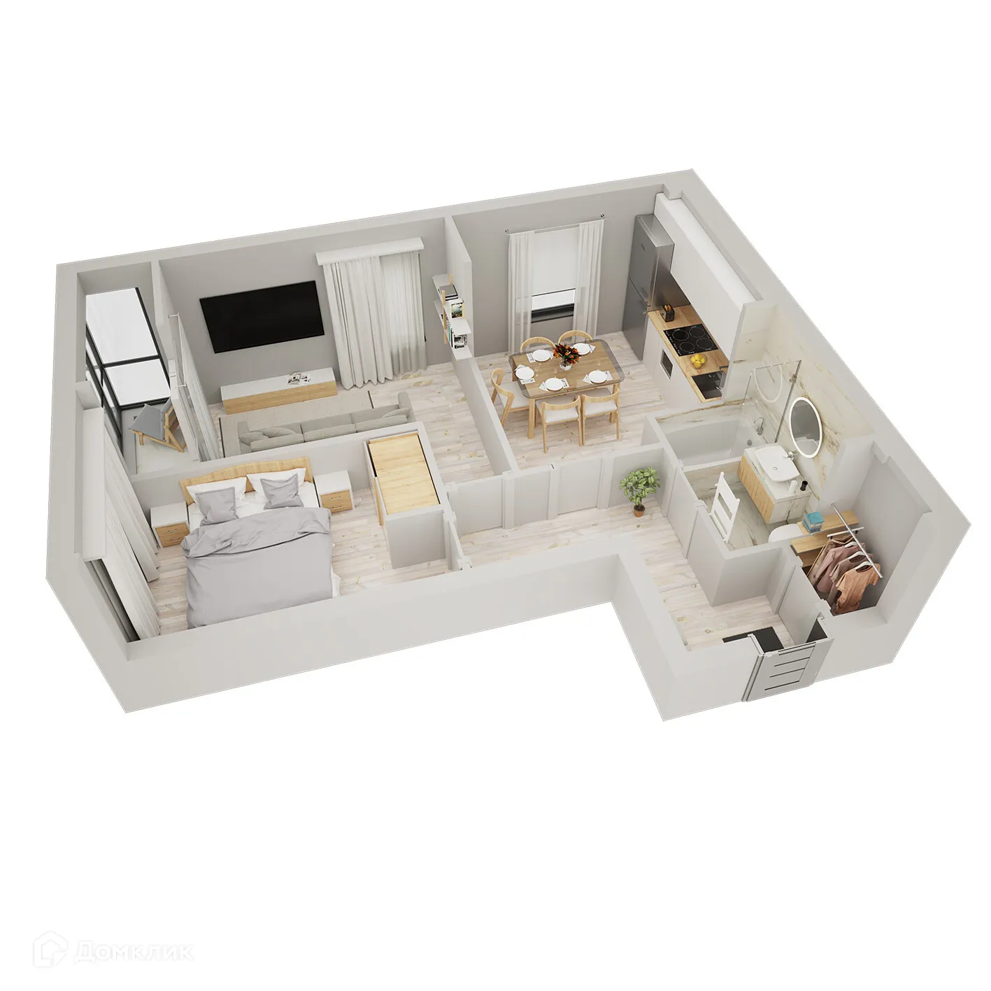 Планировка 2-комнатной квартиры 55.5 м² в ЖК на 35 Гвардейской, г. Волгоград — фото 2