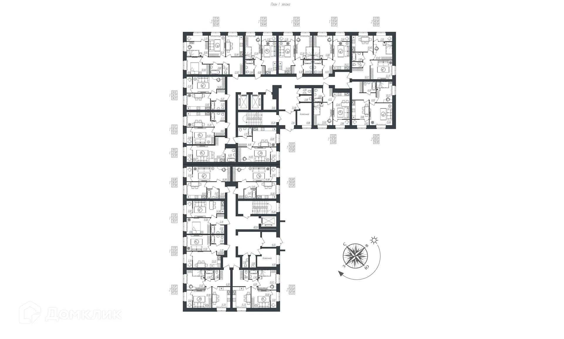 Планировка 1-комнатной квартиры 34.44 м² в ЖК на Атласова, г. Волгоград — фото 4