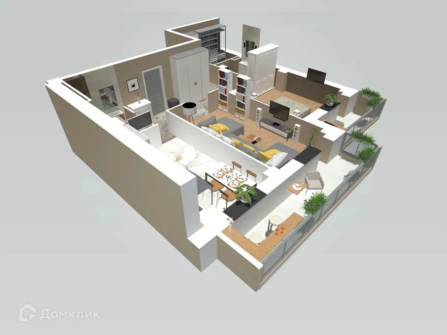 Планировка 2-комнатной квартиры 73.5 м² в ЖК Петровский парк, г. Волгоград — фото 4