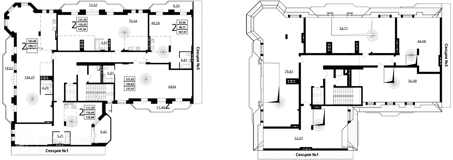 Планировка 3-комнатной квартиры 107.97 м² в ЖК "Резиденция", г. Волгоград — фото 4