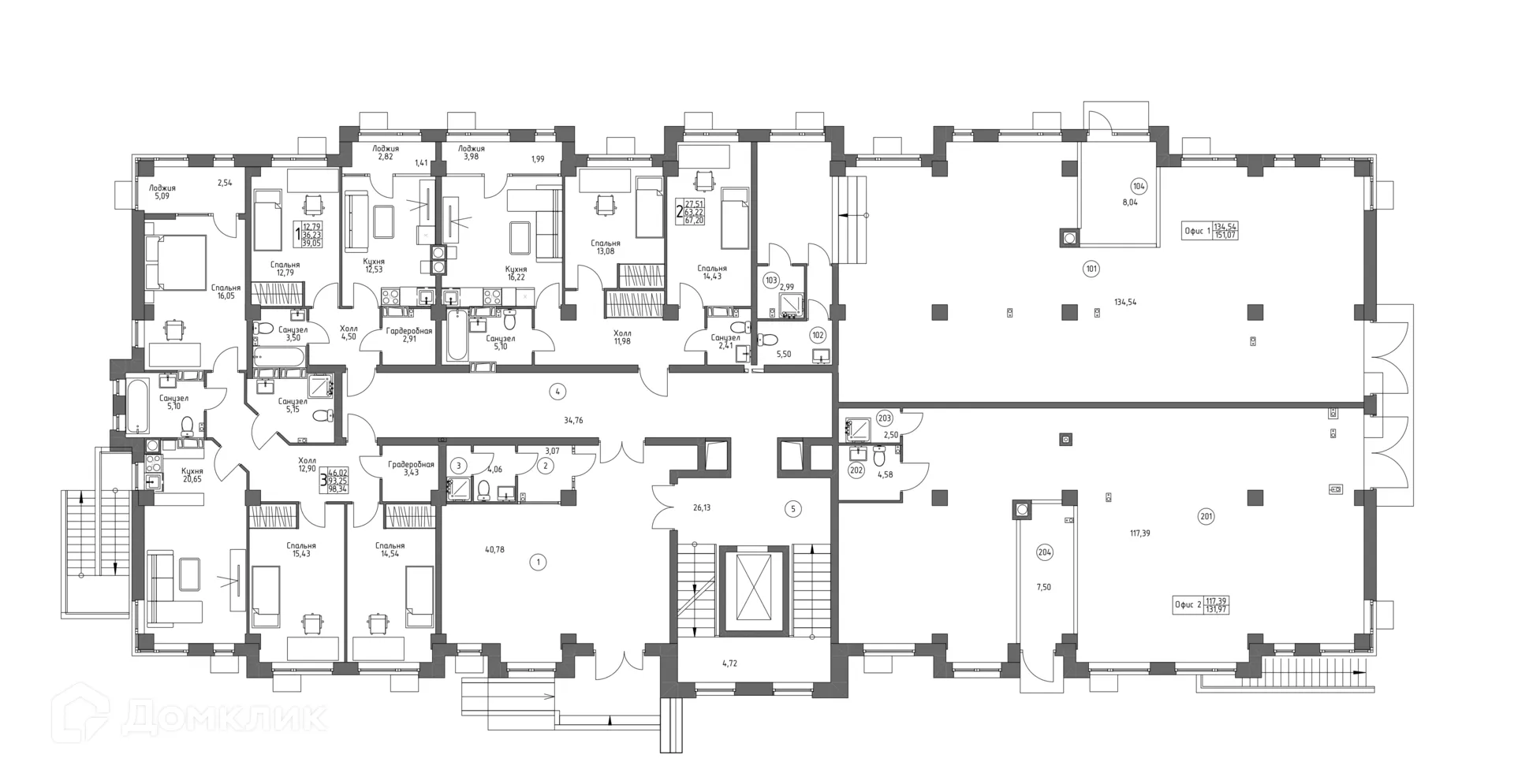 Планировка 2-комнатной квартиры 85.89 м² в ЖК ОСНОВА, г. Волгоград — фото 4