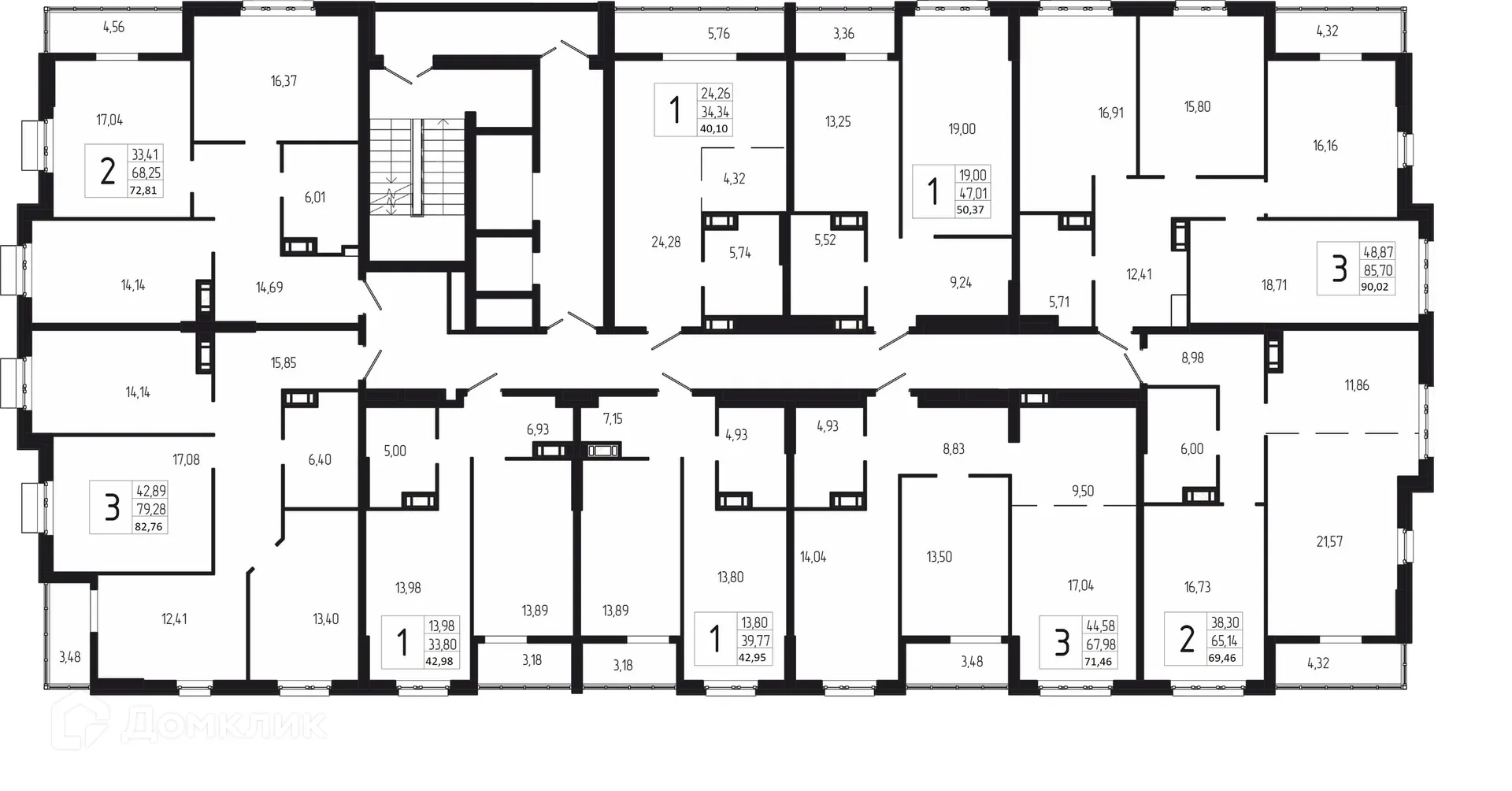 Планировка 3-комнатной квартиры 90.02 м² в ЖК ДУЭТ, г. Волгоград — фото 2