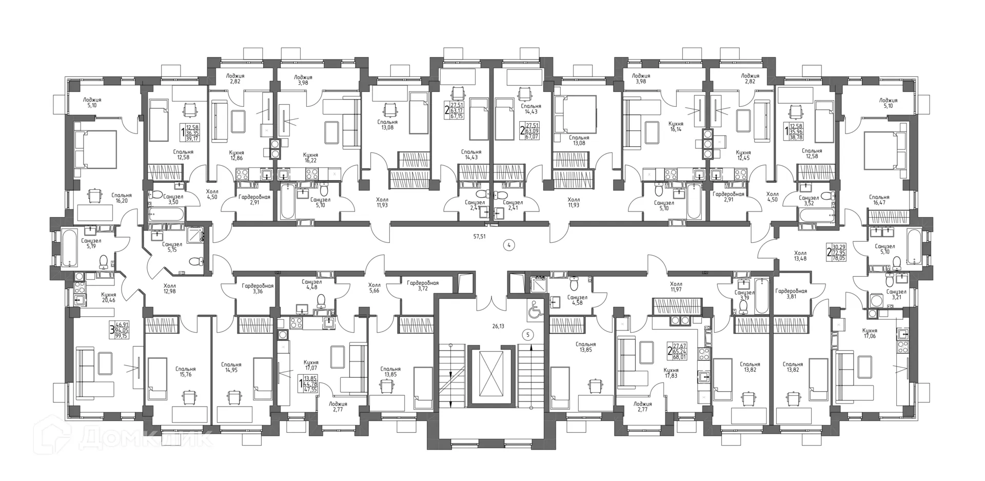 Планировка 3-комнатной квартиры 99.15 м² в ЖК ОСНОВА, г. Волгоград — фото 18