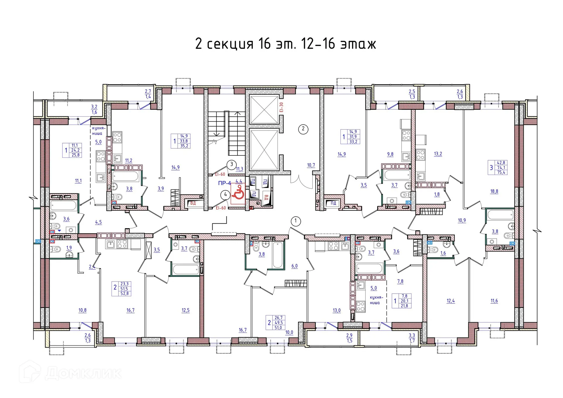 Планировка 1-комнатной квартиры 21.8 м² в ЖК Сталь, г. Волгоград — фото 2
