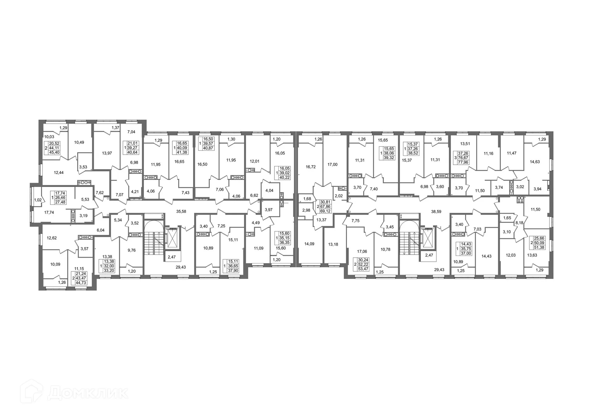 Планировка 2-комнатной квартиры 69.12 м² в ЖК Гармония, г. Волгоград — фото 8