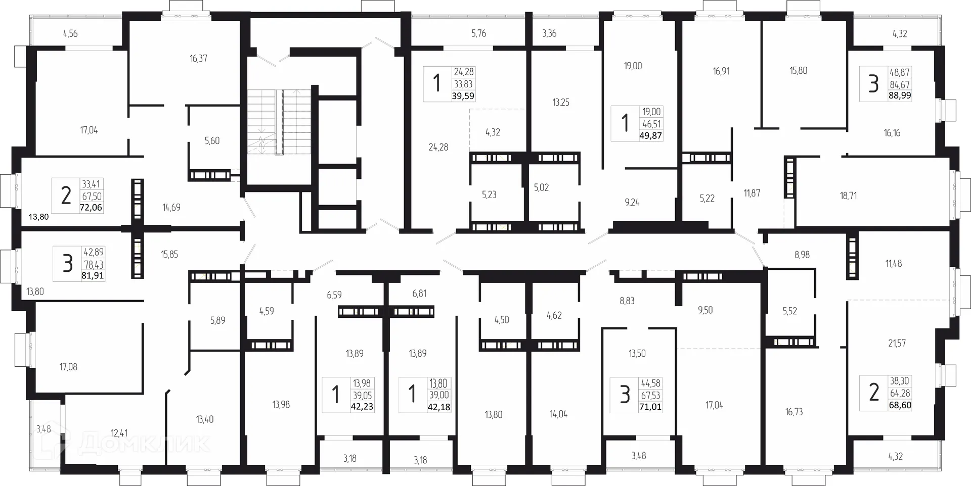 Планировка 1-комнатной квартиры 39.59 м² в ЖК ДУЭТ, г. Волгоград — фото 2