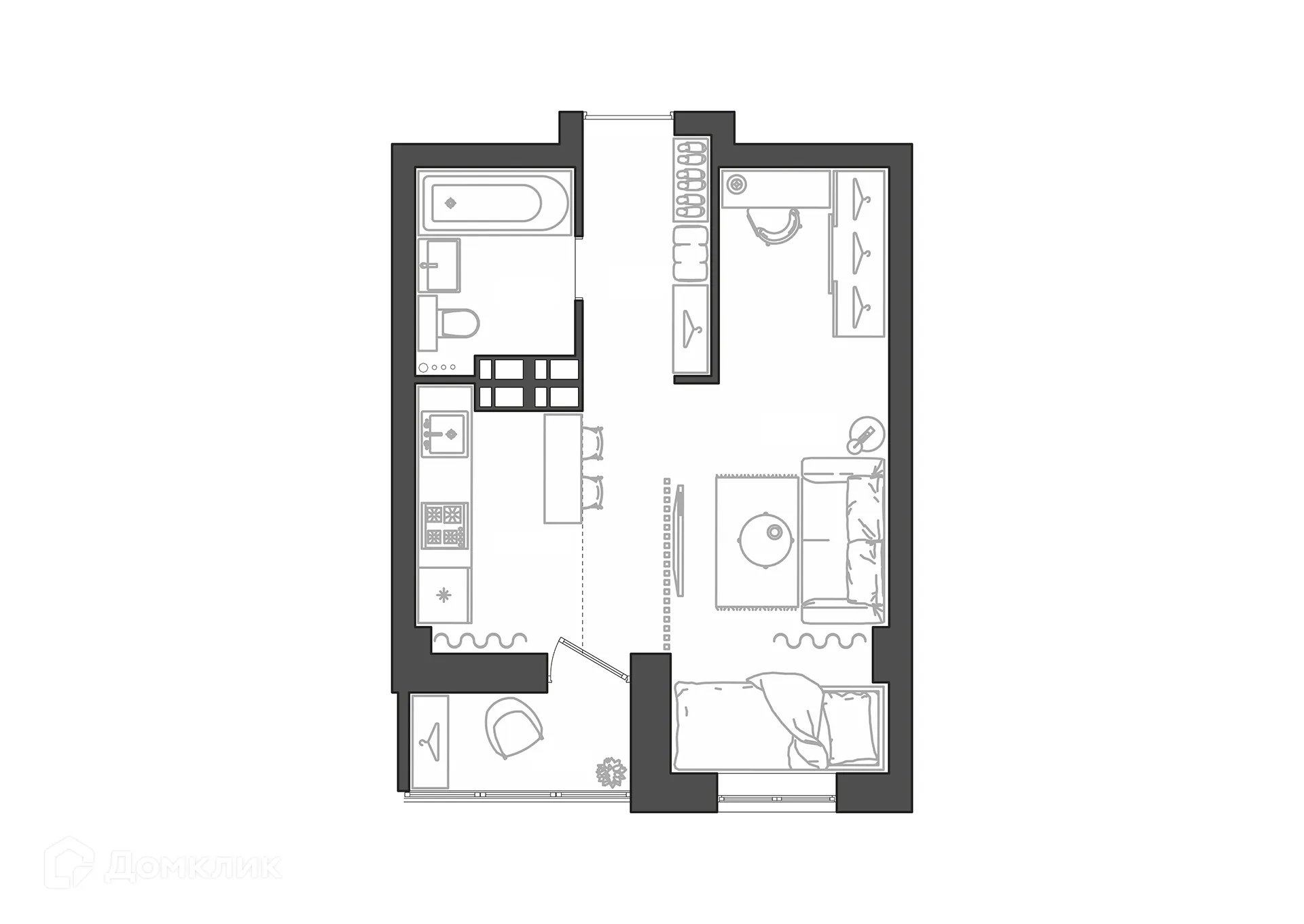Планировка студии квартиры 30.74 м² в ЖК Парк Европейский, г. Волгоград — фото 12