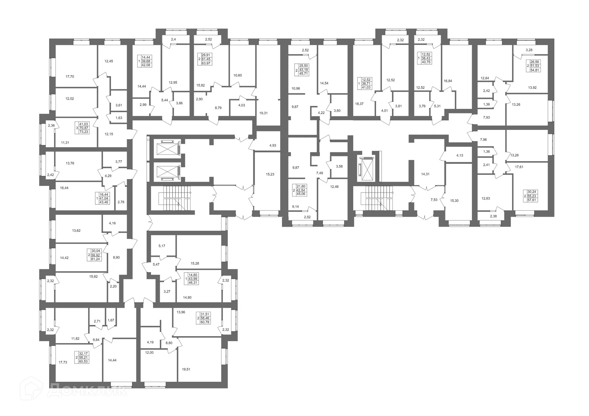 Планировка 2-комнатной квартиры 63.97 м² в ЖК Клубный дом на Жукова, г. Волгоград — фото 13