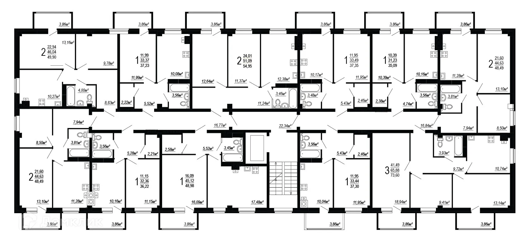Планировка 1-комнатной квартиры 37.23 м² в ЖК по улице Полины Осипенко, г. Волгоград — фото 2
