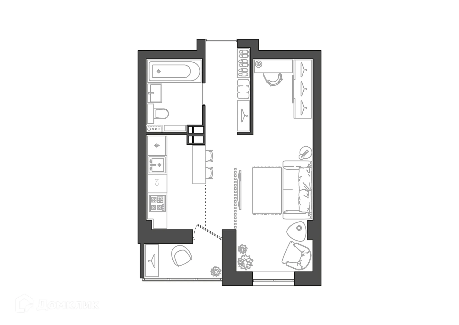 Планировка студии квартиры 31.06 м² в ЖК Парк Европейский, г. Волгоград — фото 12