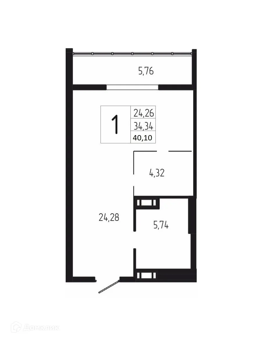 Планировка 1-комнатной квартиры 40.1 м² в ЖК ДУЭТ, г. Волгоград — фото 3