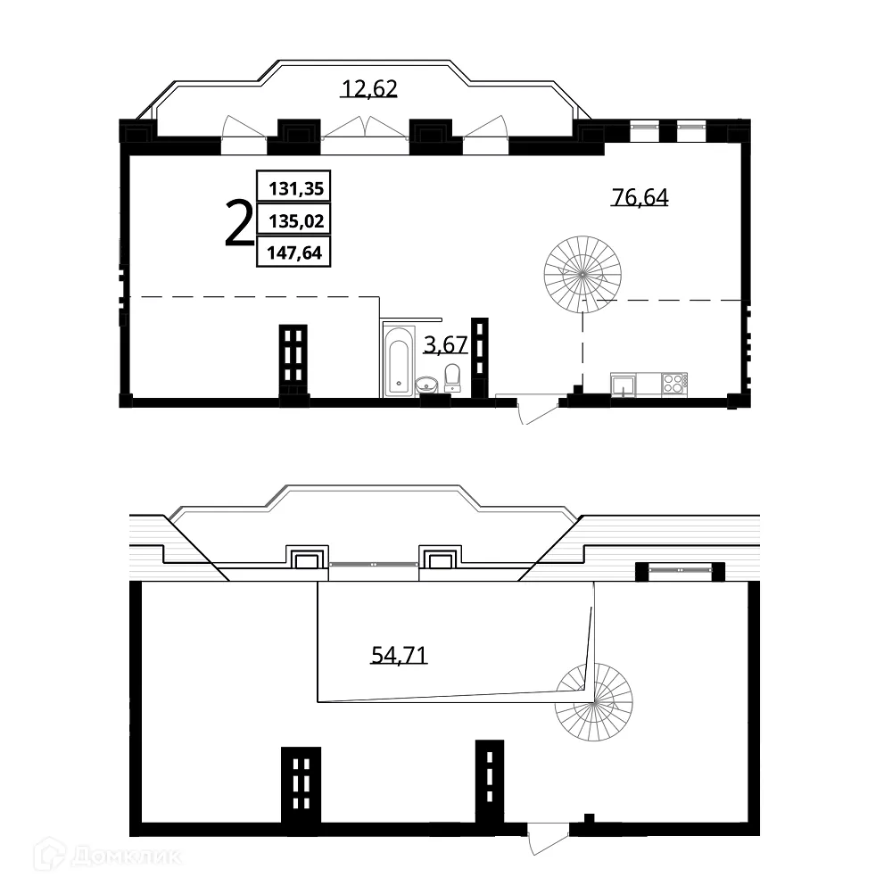 Планировка 3-комнатной квартиры 147.64 м² в ЖК "Резиденция", г. Волгоград — фото 3