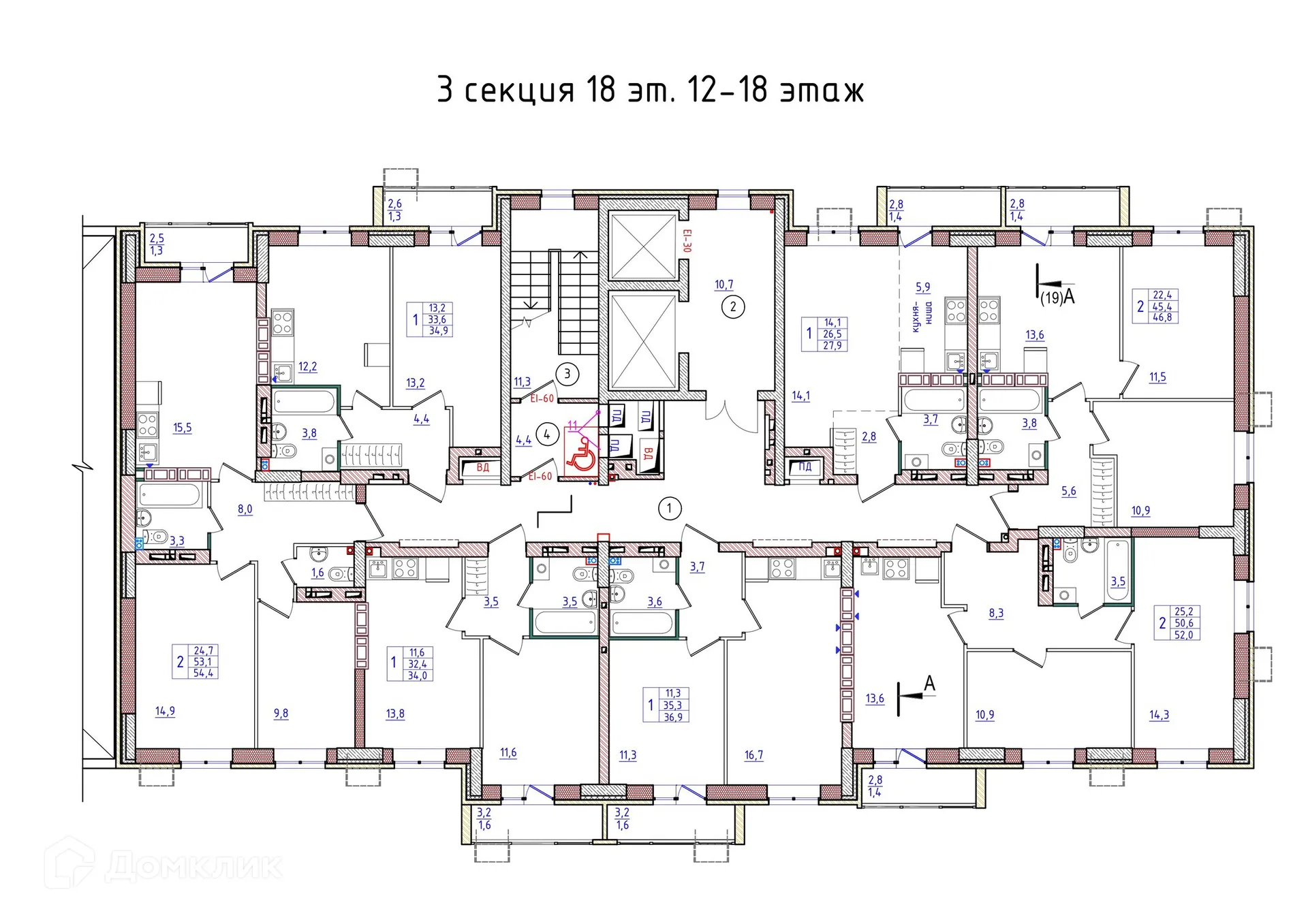Планировка 1-комнатной квартиры 36.9 м² в ЖК Сталь, г. Волгоград — фото 2
