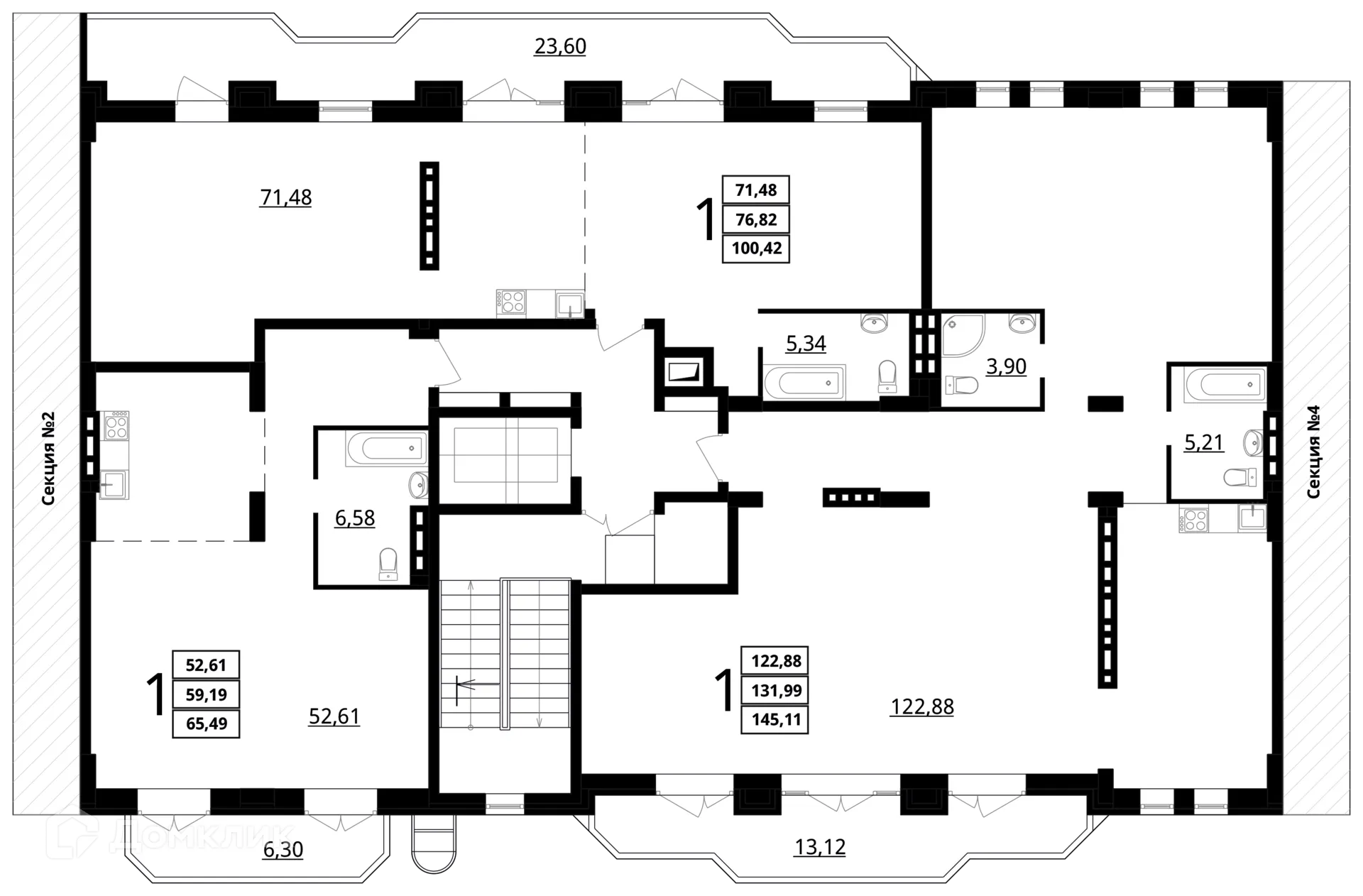Планировка 2-комнатной квартиры 65.49 м² в ЖК "Резиденция", г. Волгоград — фото 4