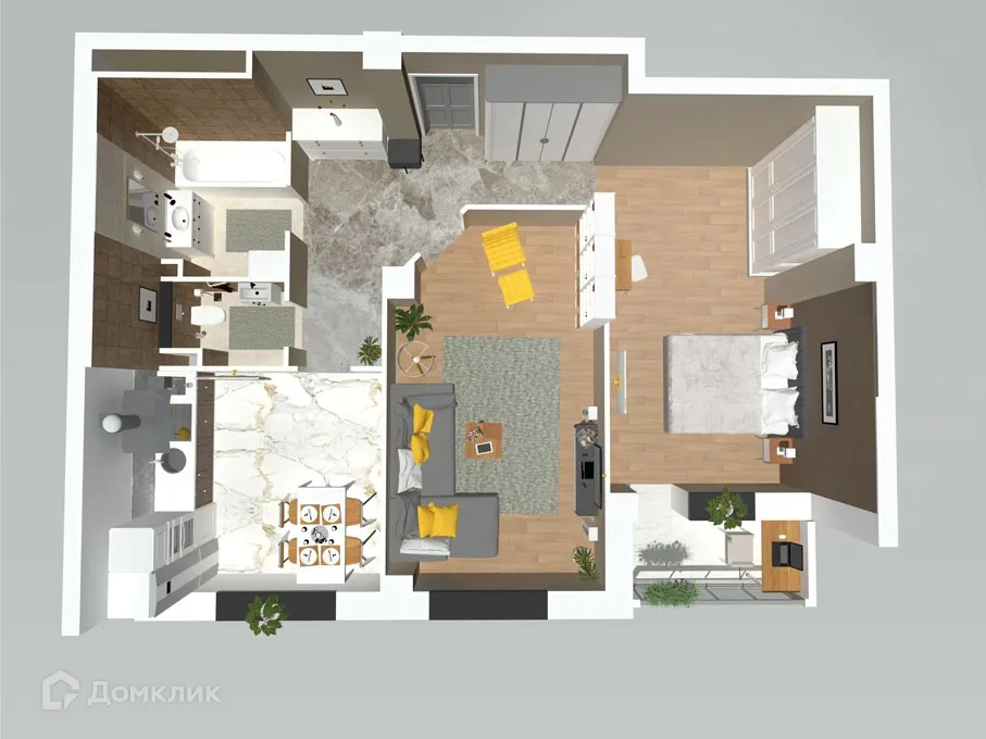 Планировка 2-комнатной квартиры 67.4 м² в ЖК Петровский парк, г. Волгоград — фото 5