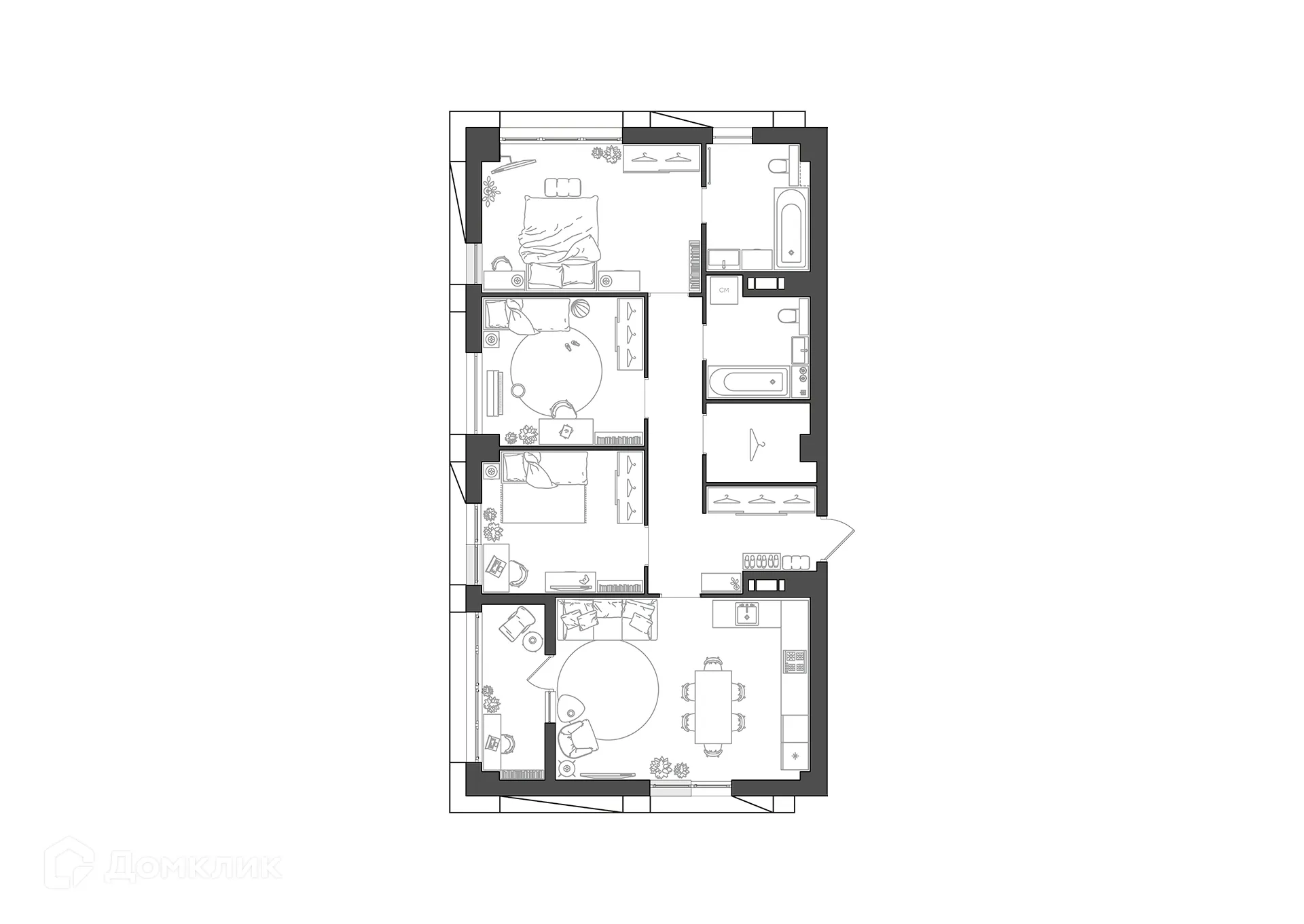 Планировка 3-комнатной квартиры 92.24 м² в ЖК URBN (Урбн), г. Волгоград — фото 10