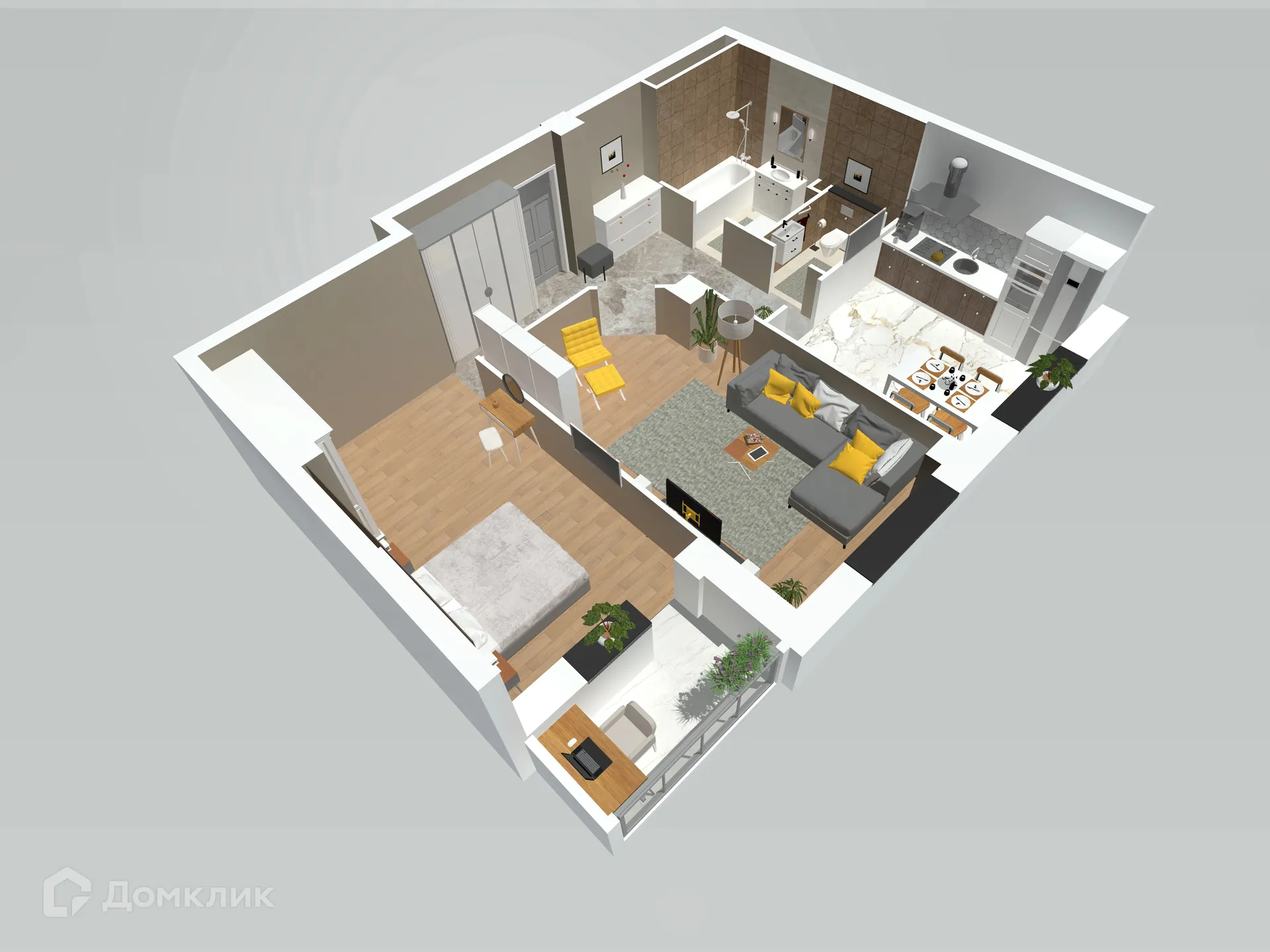 Планировка 2-комнатной квартиры 67.35 м² в ЖК Петровский парк, г. Волгоград — фото 4