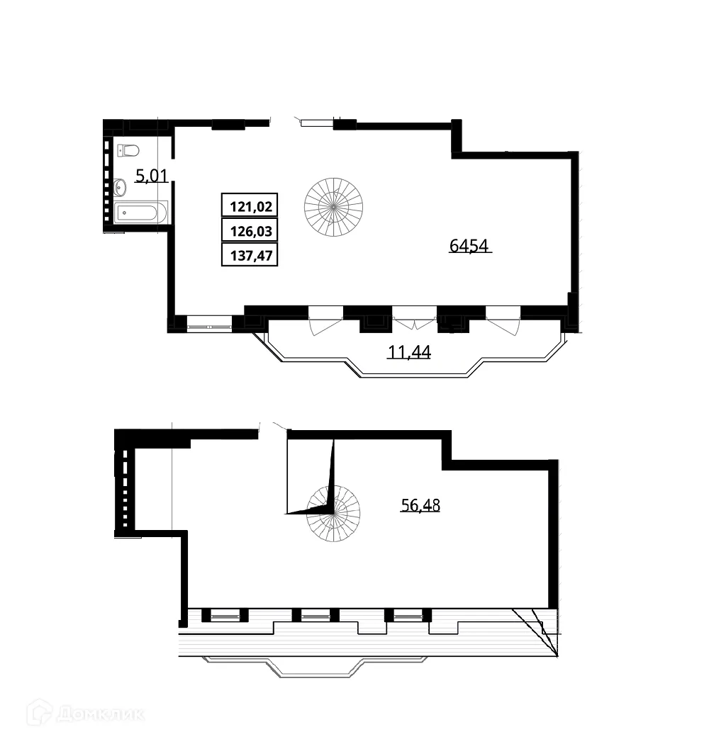 Планировка 2-комнатной квартиры 137.47 м² в ЖК "Резиденция", г. Волгоград — фото 3
