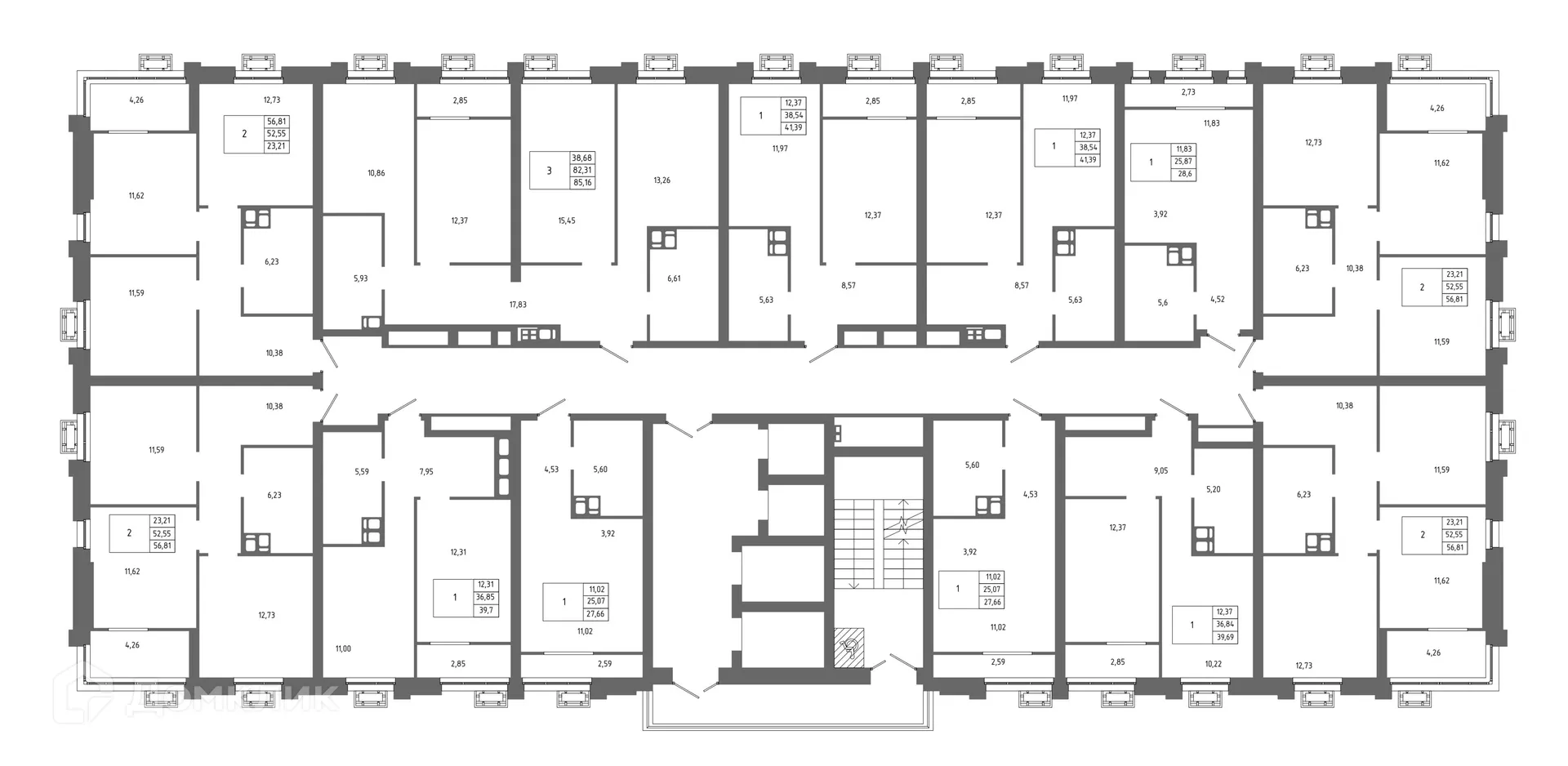 Планировка 1-комнатной квартиры 41.39 м² в ЖК ОМЕГА, г. Волгоград — фото 2