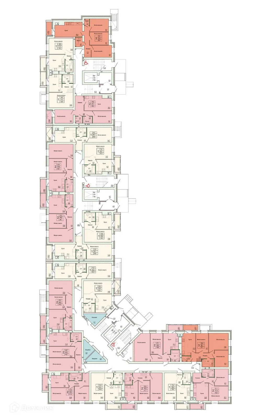 Планировка 2-комнатной квартиры 43 м² в ЖК Колизей, г. Волгоград — фото 2