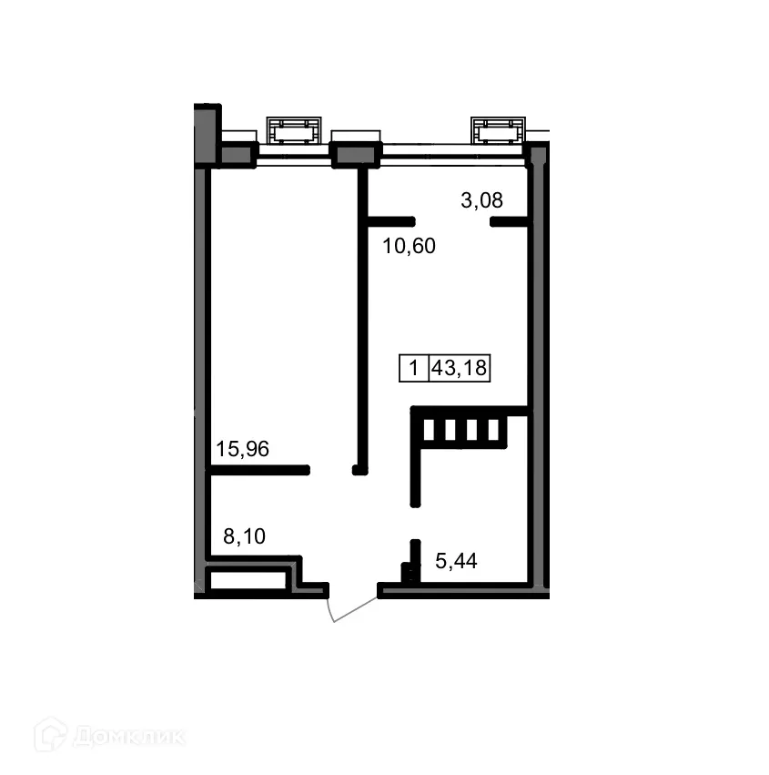 Планировка 1-комнатной квартиры 43.18 м² в ЖК ОМЕГА, г. Волгоград — фото 4